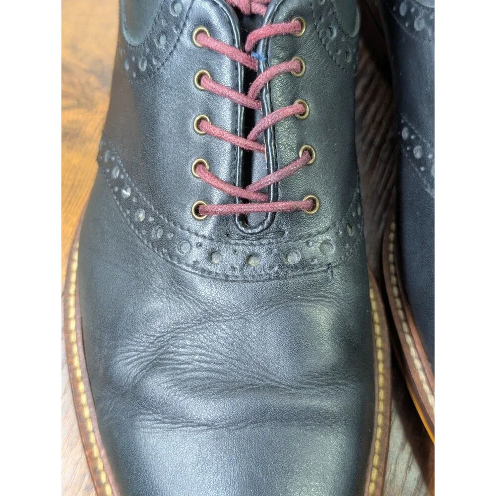 Aston Grey Men's Black Leather Wingtip Oxford Dress Shoes 8.5